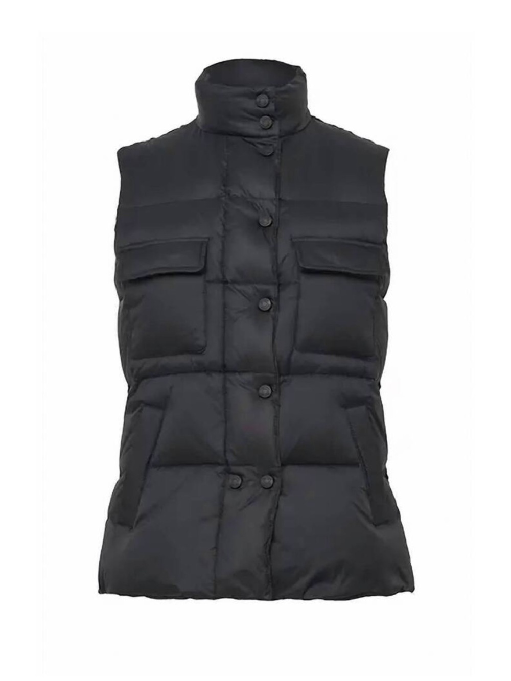 ANATOMIE Black Fallon Quilted Puffer Vest Knit Back Size Small